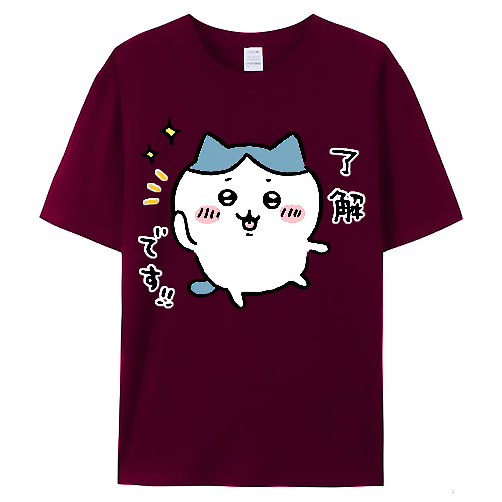 （画像用） ちいかわ ハチワレ Chii-kawa hachiware レディースカジュアルプリントTシャツ（綿100％）